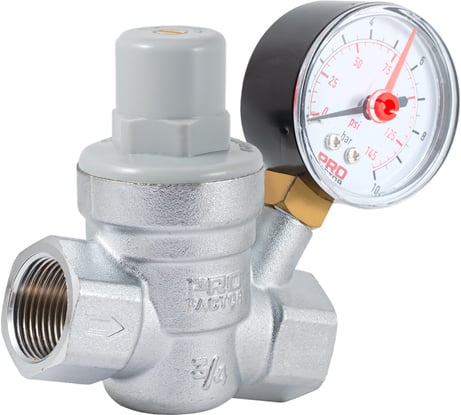 Редуктор давления PROFACTOR мембранный, с манометром, 3/4" PF PRV 254G