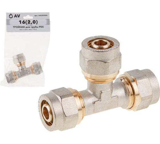 Тройник AV Engineering 16х2.0 с внутренней резьбой AVE309006