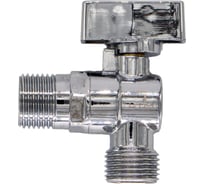 Шаровой кран для бытовых приборов СТМ угловой 1/2"х1/2" г/ш., удлиненная резьба, с отражателем, бабочка, хром CAMF1212