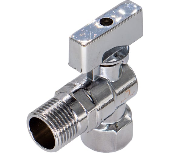 Шаровой кран для бытовых приборов СТМ угловой 1/2"х1/2" г/ш., удлиненная резьба, с отражателем, бабочка, хром CAMF1212 1