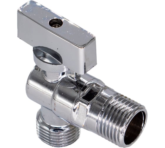 Шаровой кран для бытовых приборов СТМ угловой 1/2"х1/2" г/ш., удлиненная резьба, с отражателем, бабочка, хром CAMF1212