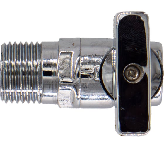Шаровой кран для бытовых приборов СТМ угловой 1/2"х1/2" г/ш., удлиненная резьба, с отражателем, бабочка, хром CAMF1212