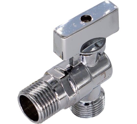 Шаровой кран для бытовых приборов СТМ угловой 1/2"х1/2" г/ш., удлиненная резьба, с отражателем, бабочка, хром CAMF1212