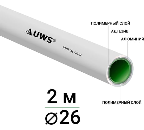 Многослойная труба UWS STANDART PPR-AL-PPR 26х3, штанга 2м P-26-2 211479