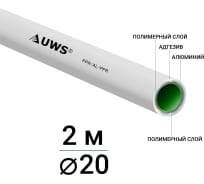 Многослойная труба UWS STANDART PPR-AL-PPR 20х2, штанга 2 м P-20-2