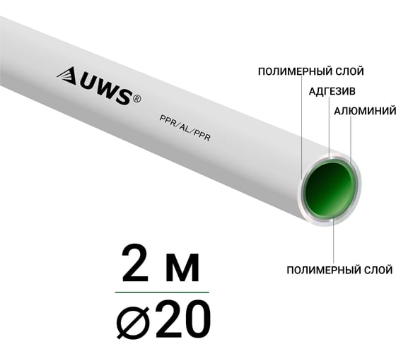 Многослойная труба UWS STANDART PPR-AL-PPR 20х2, штанга 2 м P-20-2 211360