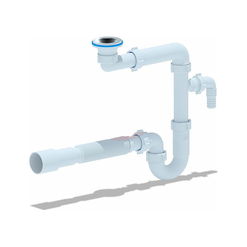 Сифон для умывальника АНИ Пласт смещённый 1 1/4\"х32 с отводом для ...