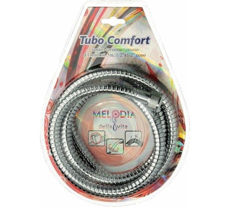 Шланг для душа MELODIA EXTRA FLEXIBLE ANTI-TWIST 1/2"х1/2" нерж. d14мм,  L150 см, растягивающий MKPBL 34423