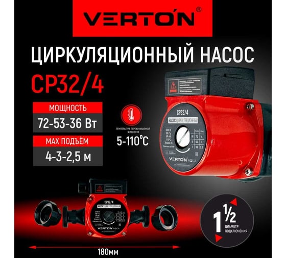 Циркуляционный насос VERTON AQUA CP32/4 01.13296.13316