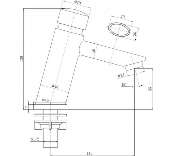 Нажимной кран для умывальника ZOLLEN PUSH PU42640132 463207