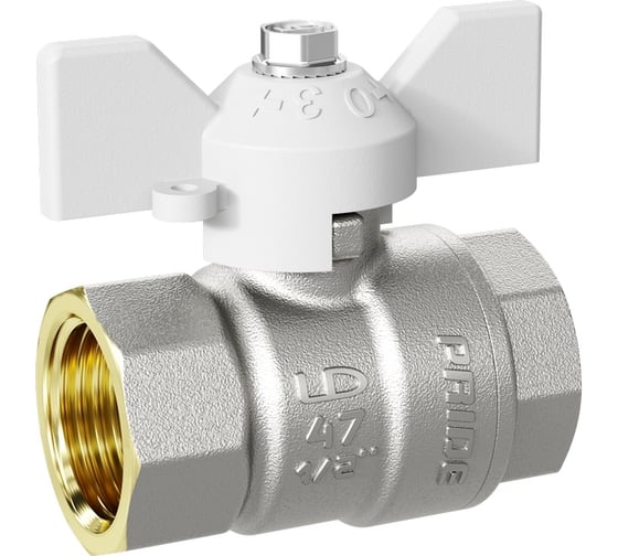 Шаровой кран LD PRIDE 1/2'' вн/вн бабочка, белая 544493