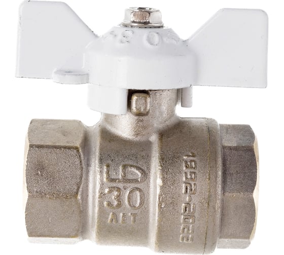 Шаровой кран LD PRIDE 1/2'' вн/вн бабочка, белая 544493