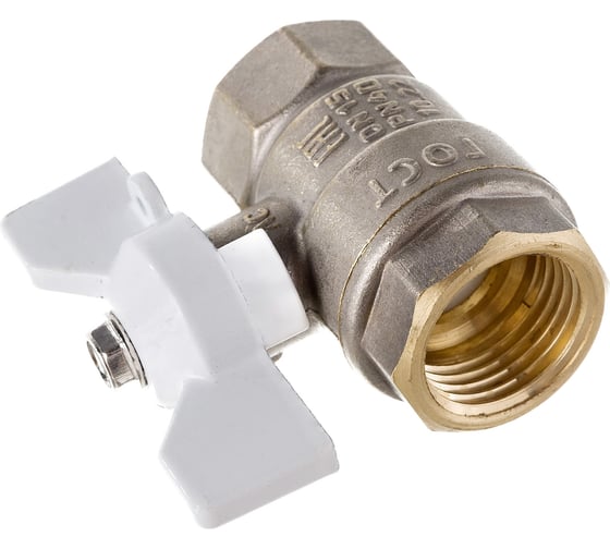 Шаровой кран LD PRIDE 1/2'' вн/вн бабочка, белая 544493