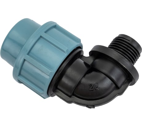 Угольник ПНД компрессионный с наружной резьбой (20 ммx1/2") AV Engineering AVE1032012