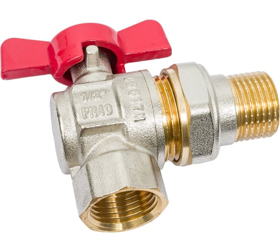 Шаровой угловой кран AV Engineering 1/2 PN40 с внутренней резьбой, бабочка AVE094012E