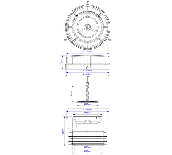 Канализационный воздушный клапан McAlpine ф110, прямой MRAA1S