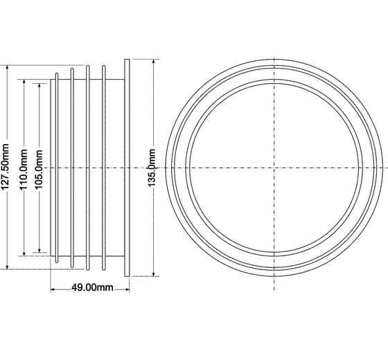 Переход McAlpine резиновый, 110-127 мм P-R-VP127