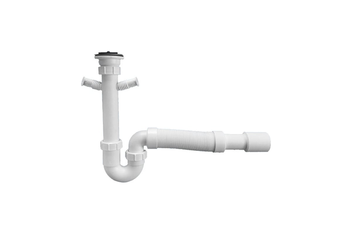 Сифон McAlpine P-образный, диаметр 40, универсальный, с 2-я носиками и ...