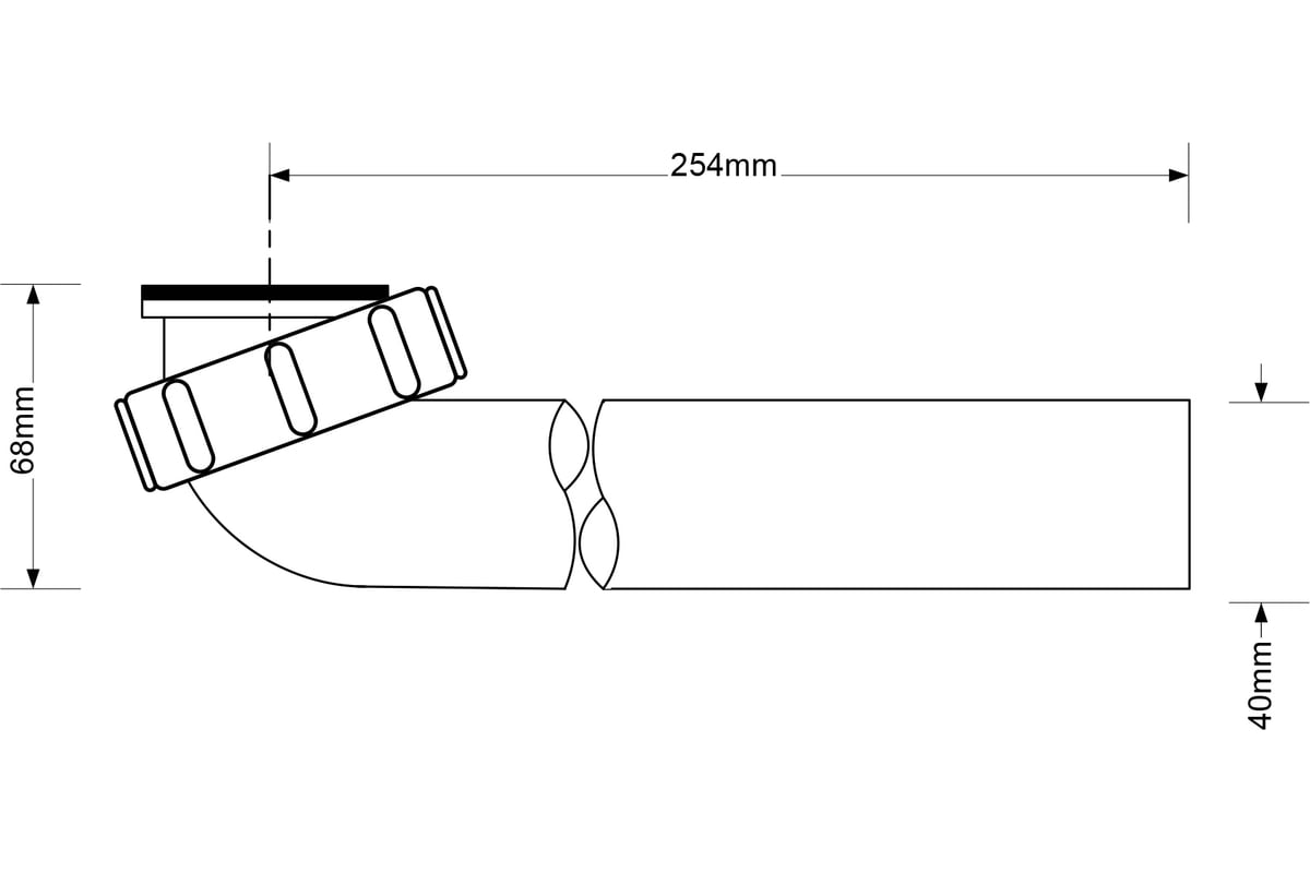 Отводная труба McAlpine 90 град (внут.1 1/2-40 мм) длина 250 мм HC12-RU ...