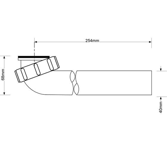 Отводная труба McAlpine 90 град (внут.1 1/2-40 мм) длина 250 мм HC12-RU