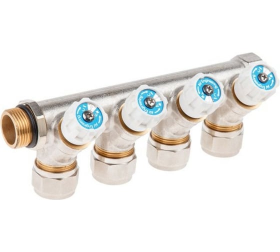 Коллектор AV Engineering с отсекающими вентилями, 3/4x4 выхода 16x2 AVE1132004 1