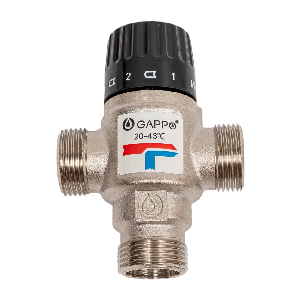 Термосмесительный клапан Gappo 3/4'' нар/нар/нар боковое смешение 20-43 ...