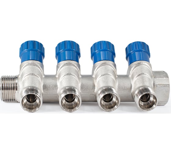 Коллектор с регулировочными вентилями PROFACTOR в/н 3/4" х 4 вых 1/2"нар PF MV 268.4