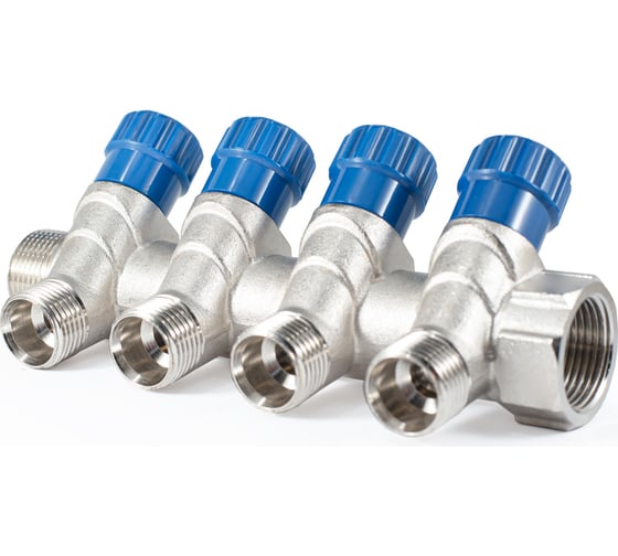 Коллектор с регулировочными вентилями PROFACTOR в/н 3/4" х 4 вых 1/2"нар PF MV 268.4