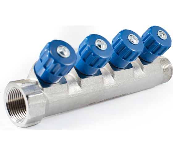 Коллектор с регулировочными вентилями PROFACTOR в/н 3/4" х 4 вых 1/2"нар PF MV 268.4