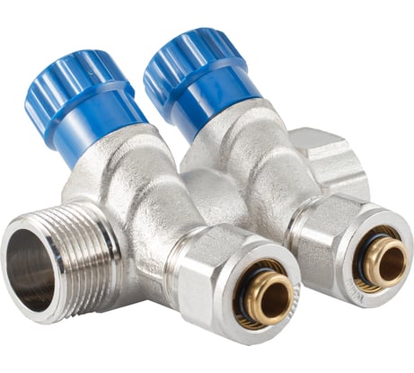 Коллектор с регулировочными вентилями PROFACTOR в/н 3/4" х 2 вых 16 цанга  PF MVP 268.2C