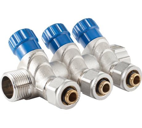 Коллектор с регулировочными вентилями PROFACTOR в/н 3/4" х 3 вых 16 цанга PF MVP 268.3C