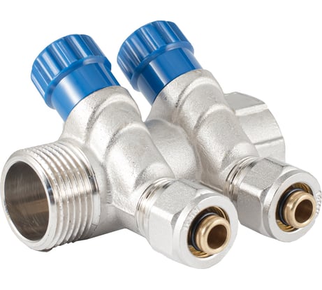 Коллектор с регулировочными вентилями PROFACTOR в/н 1" х 2 вых 16 цанга PF MVP 269.2C