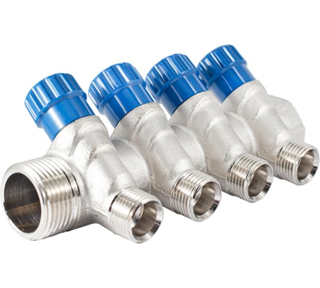 Коллектор с регулировочными вентилями PROFACTOR в/н 1" х 4 вых 1/2"нар PF MV 269.4