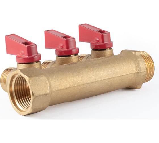 Коллектор с шаровыми кранами PROFACTOR в/н 3/4" х 3 вых 1/2"нар PF MV 264.3