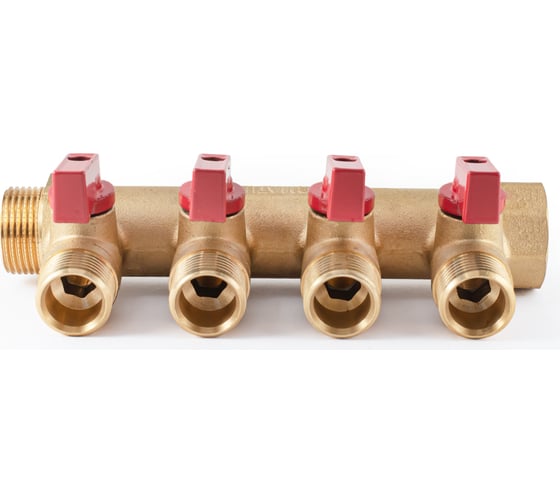 Коллектор с шаровыми кранами  PROFACTOR в/н 3/4" х 4 вых 1/2"нар PF MV 264.4