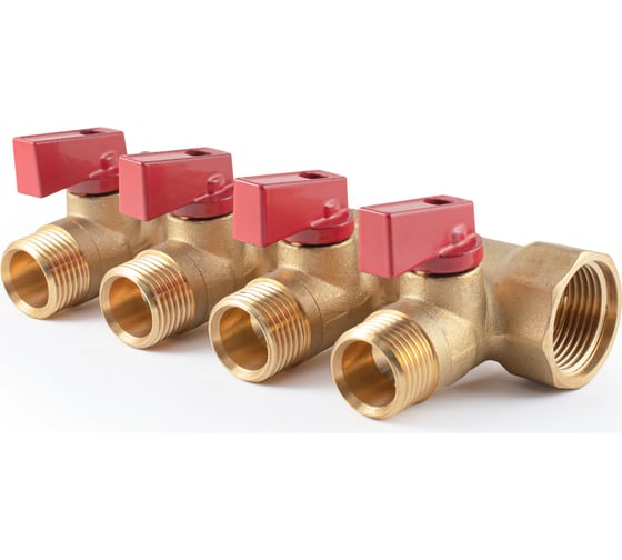 Коллектор с шаровыми кранами  PROFACTOR в/н 3/4" х 4 вых 1/2"нар PF MV 264.4
