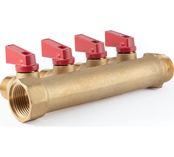 Коллектор с шаровыми кранами  PROFACTOR в/н 3/4" х 4 вых 1/2"нар PF MV 264.4