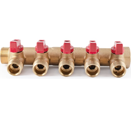 Коллектор с шаровыми кранами PROFACTOR в/н 3/4" х 5 вых 1/2"нар PF MV 264.5