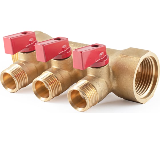 Коллектор с шаровыми кранами PROFACTOR в/н 1" х 3 вых 1/2"нар PF MV 265.3
