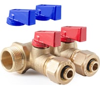 Коллектор с шаровыми кранами PROFACTOR в/н 3/4" х 2 вых 16 цанга PF MVP 266.2