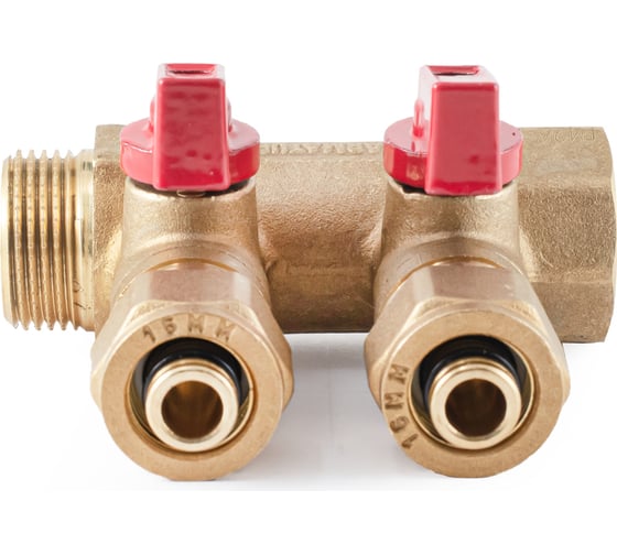 Коллектор с шаровыми кранами PROFACTOR в/н 3/4" х 2 вых 16 цанга PF MVP 266.2