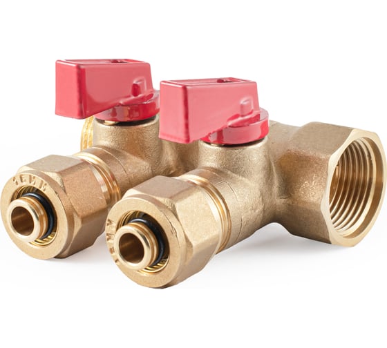 Коллектор с шаровыми кранами PROFACTOR в/н 3/4" х 2 вых 16 цанга PF MVP 266.2