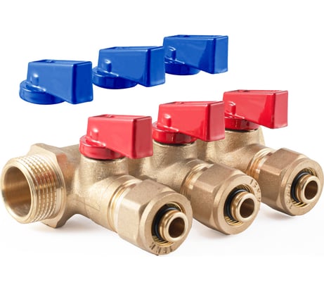 Коллектор с шаровыми кранами PROFACTOR в/н 3/4" х 3 вых 16 цанга PF MVP 266.3