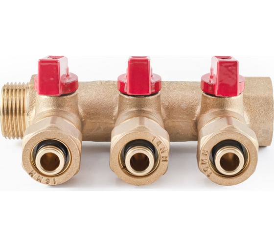 Коллектор с шаровыми кранами PROFACTOR в/н 3/4" х 3 вых 16 цанга PF MVP 266.3