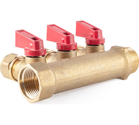 Коллектор с шаровыми кранами PROFACTOR в/н 3/4" х 3 вых 16 цанга PF MVP 266.3