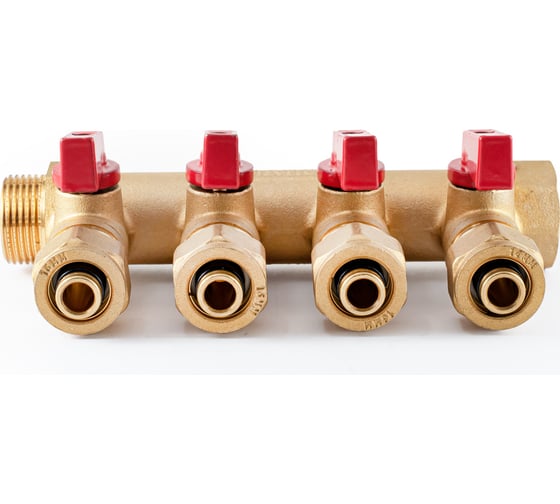 Коллектор с шаровыми кранами PROFACTOR в/н 3/4" х 4 вых 16 цанга PF MVP 266.4