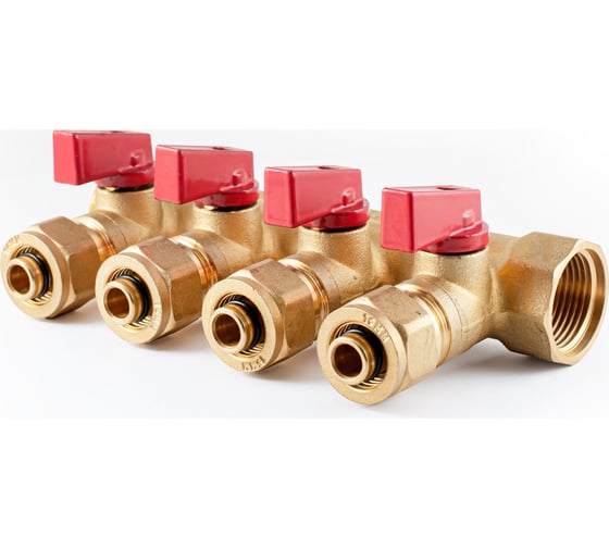 Коллектор с шаровыми кранами PROFACTOR в/н 3/4" х 4 вых 16 цанга PF MVP 266.4