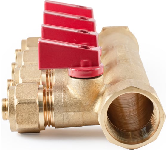 Коллектор с шаровыми кранами PROFACTOR в/н 3/4" х 4 вых 16 цанга PF MVP 266.4