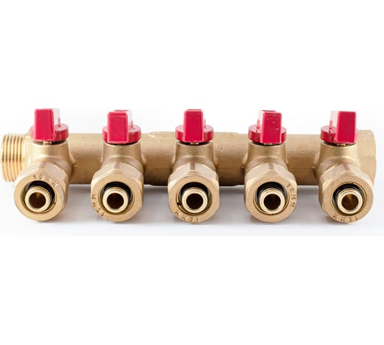 Коллектор с шаровыми кранами PROFACTOR в/н 3/4" х 5 вых 16 цанга PF MVP 266.5