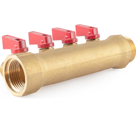 Коллектор с шаровыми кранами PROFACTOR в/н 1" х 4 вых 1/2"нар PF MV 265.4